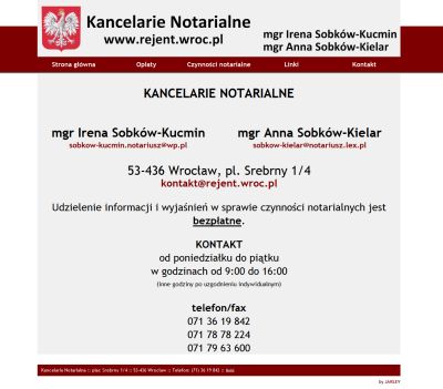 Projekt strony www.rejent.wroc.pl